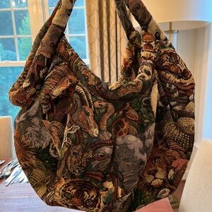 SOLD!! SOLD!!Linda Jones Collection Tapestry Purse- Wild Animal themed